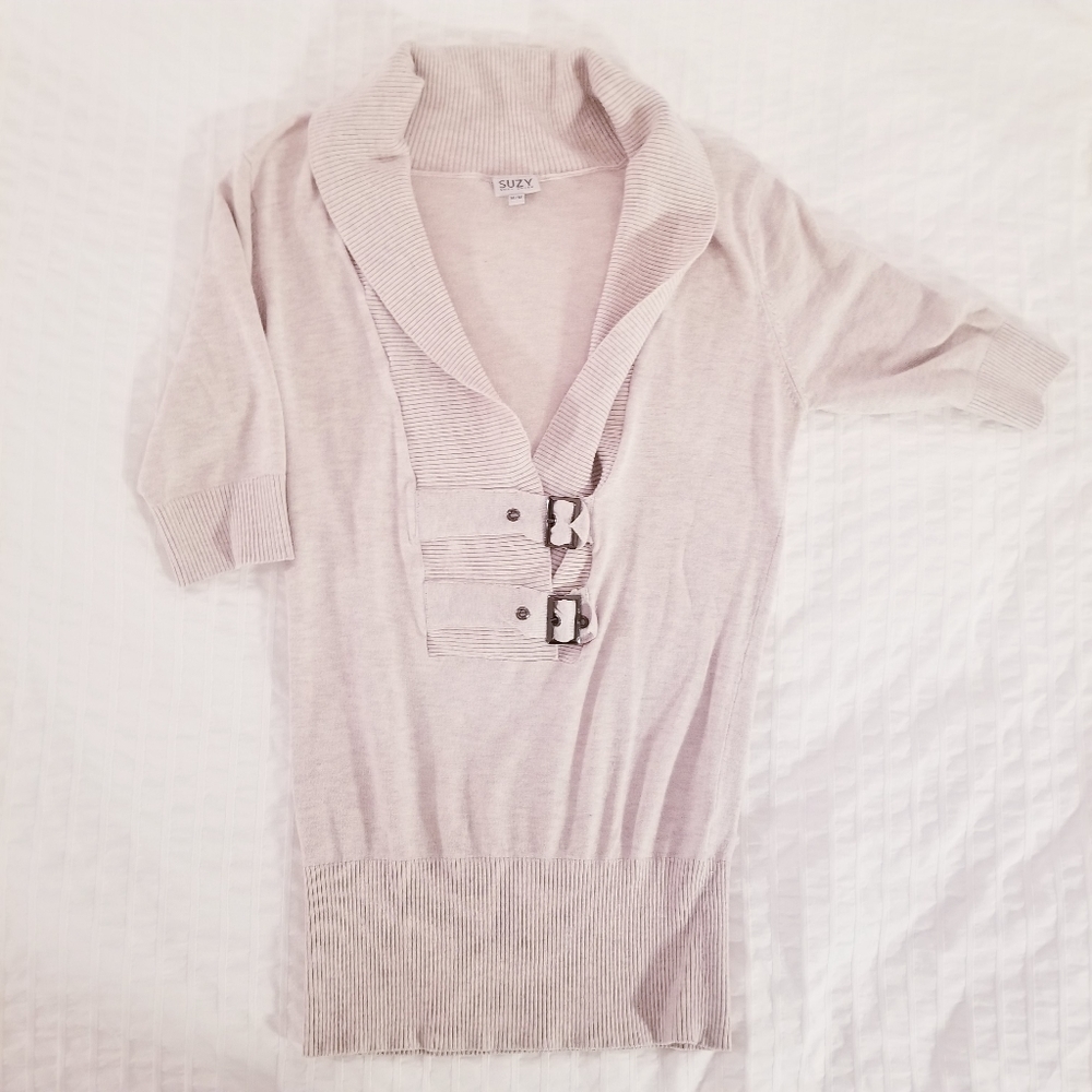 3/$45 | Suzy Shier | Tan Sweater Top High Collar